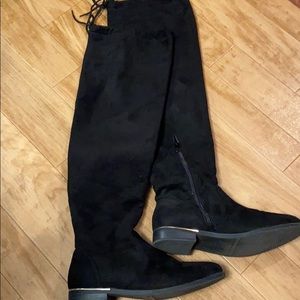Over the Knee Black Suede Boots